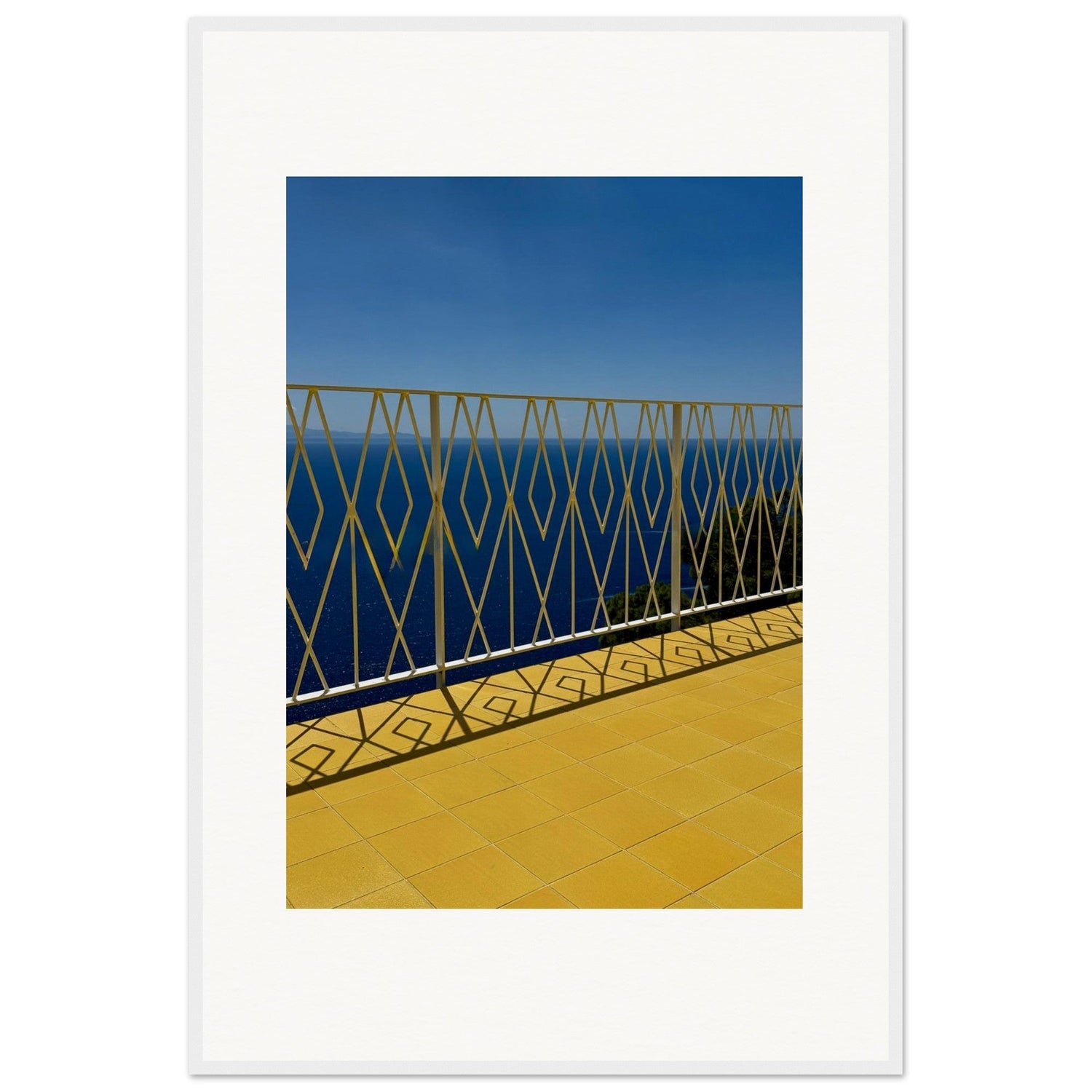Amalfi Summer Terrace Framed Poster - Mediterranean Elegance for Any Room - CaliCuration