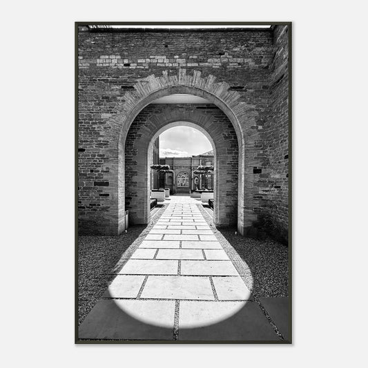 Cotswolds Estate Aluminum Framed Poster – Summer Light and Shadows Art, Travel Collection – Studio Edition, Black & White Series - CaliCuration