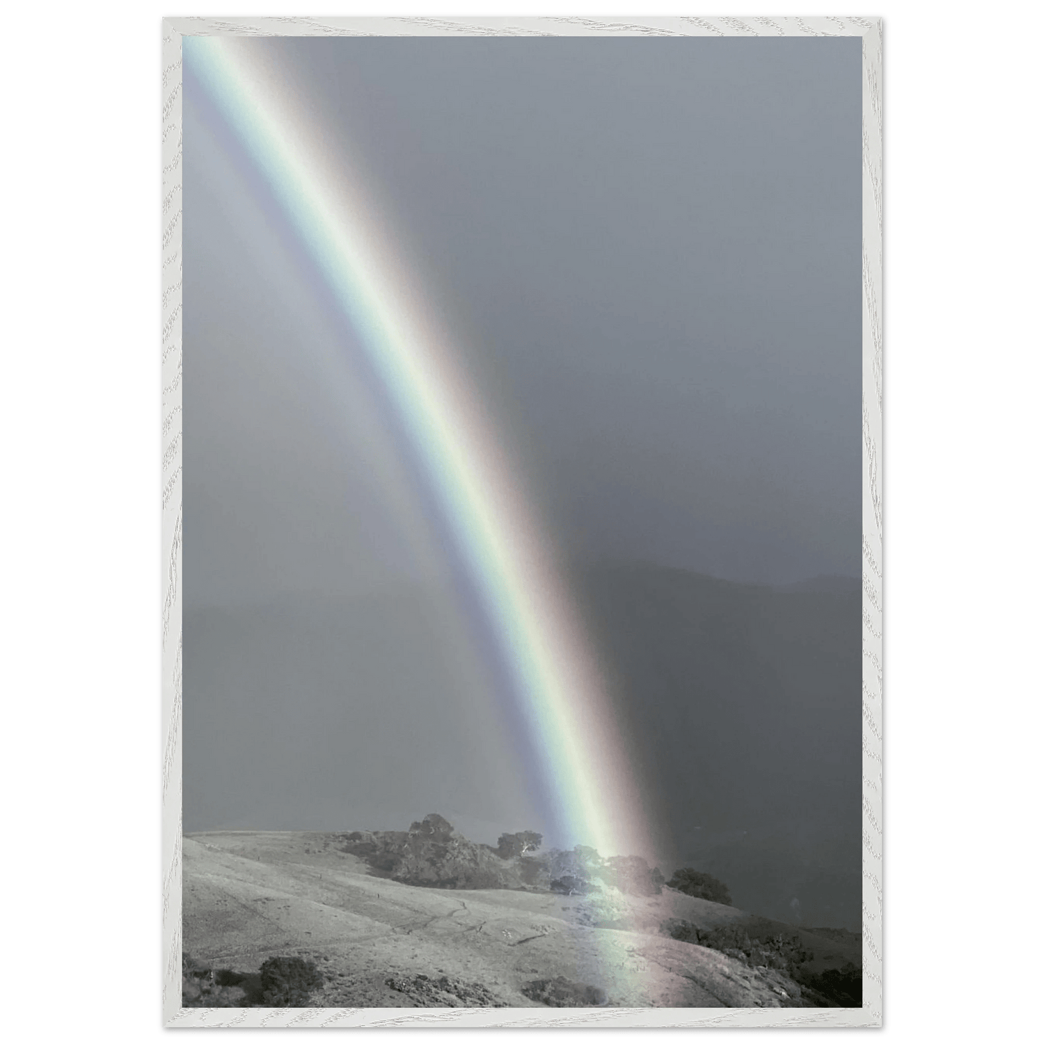 Exclusive Black & White Mounted Framed Poster – Post Summer Storm Rainbow in the California Central Coast | Black & White Travel Collection – Studio Edition: Spring' 26 - CaliCuration