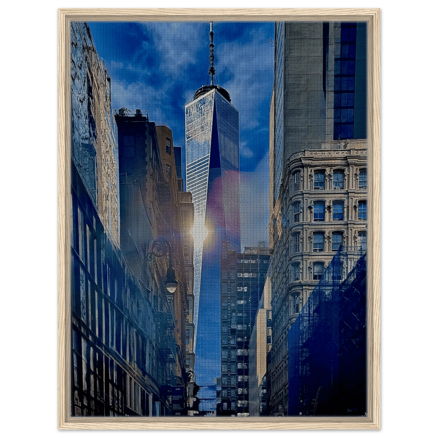 Magical Sunlight Reflection at One World Trade, NYC - Framed Canvas Art : Travel Collection - Studio Edition - CaliCuration