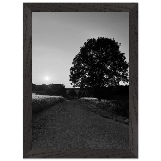 Mounted Framed Poster - Summer in the English Countryside Cotswolds: Exclusive Black & White Series - CaliCuration