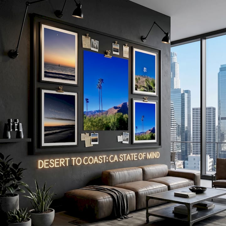 Woman unwrapping travel photo print at home