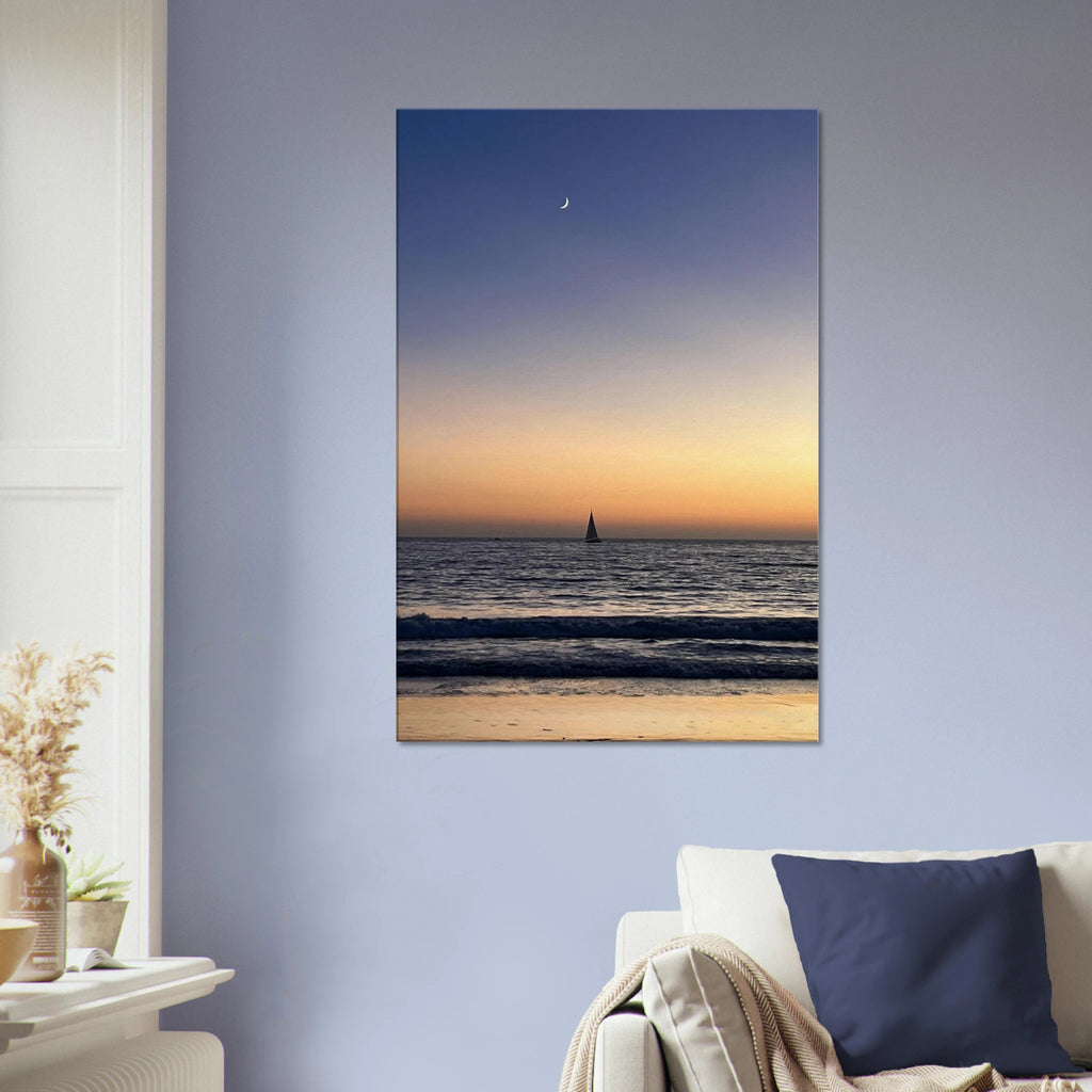 SoCal Fall Sunset canvas print by My Store featuring a vibrant sunset over California with moon and magical sunset vibes.