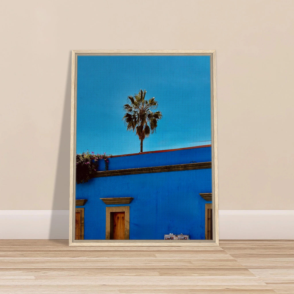 Oaxaca streets in Mexico canvas artwork featuring palm trees, framed travel print by CaliCuration, studio edition Spring 2026