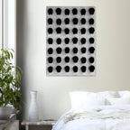Black and white monochrome skull grid canvas wall art, minimalist abstract photography print for modern home decor.