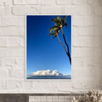 Hawaii Volcano Clouds and Pacific scene framed print by CaliCuration, showcasing vibrant volcanic landscape and ocean views.