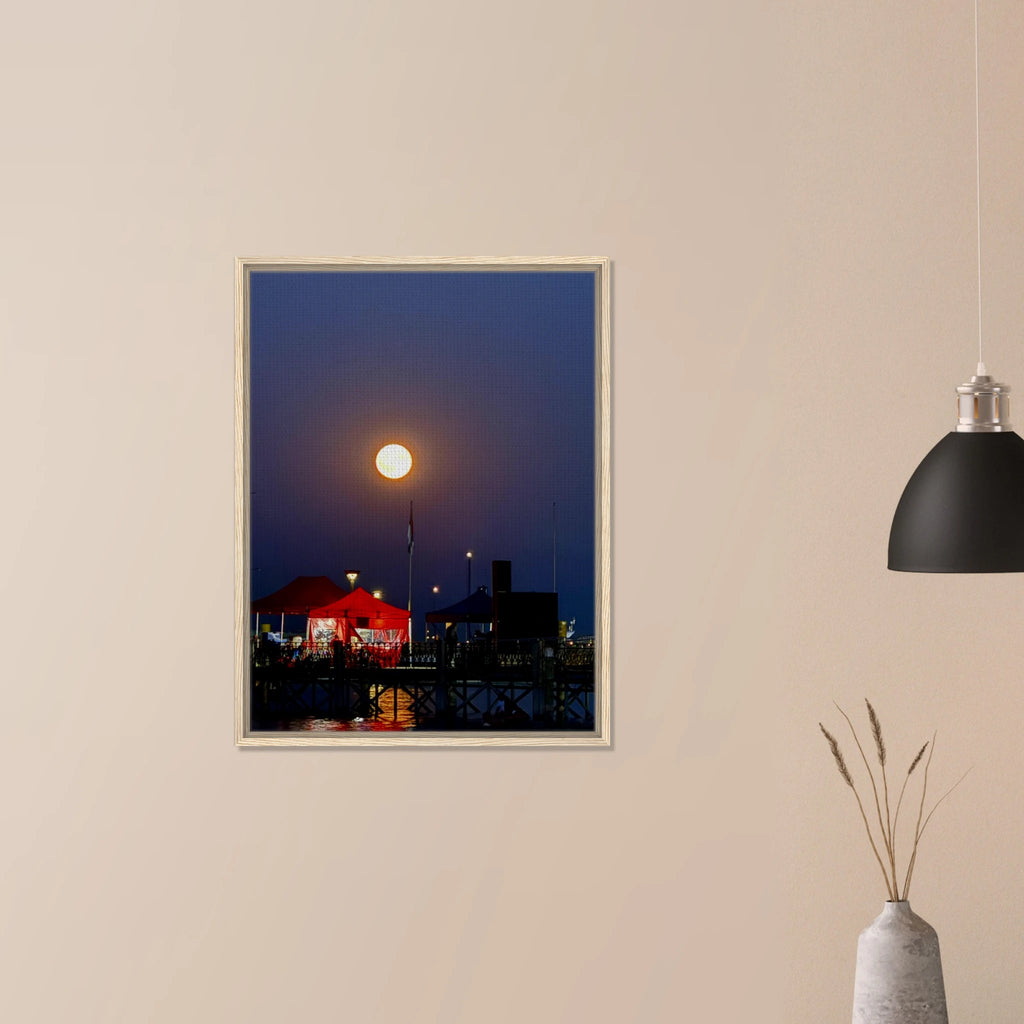 Mystical fall full moon wooden framed canvas print from CaliCuration's Spring '26 Travel Collection, featuring a serene autumn moon scene.