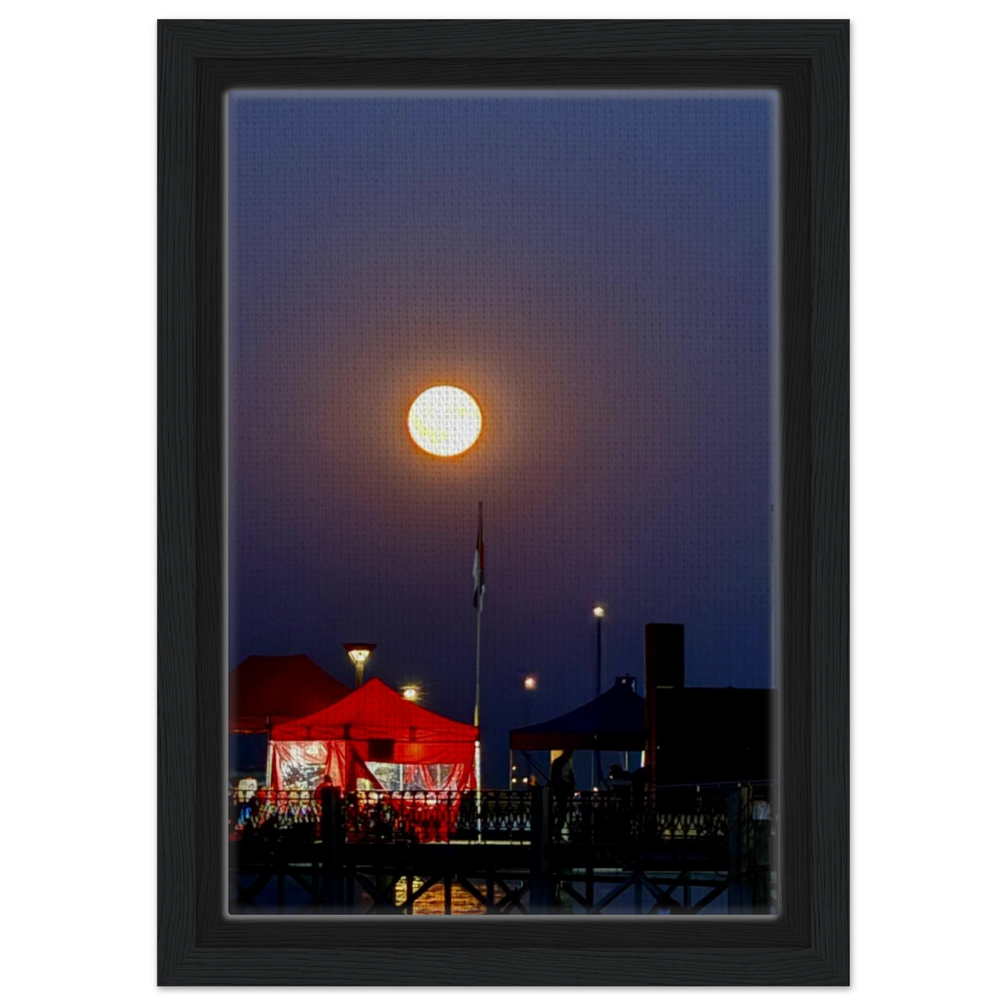 Mystical fall full moon wooden framed canvas print from CaliCuration's Travel Collection Spring'26, showcasing a serene autumn night scene.