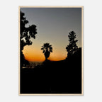 Winter Sunset Laurel Canyon Hollywood Hills framed poster print by My Store featuring California landscape art and sunset colors.