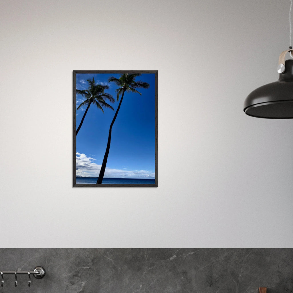 Framed print of Hawaii Iconic Palm Tree Twins and Pacific Waves from CaliCuration's Travel Collection, Studio Edition Spring '26.