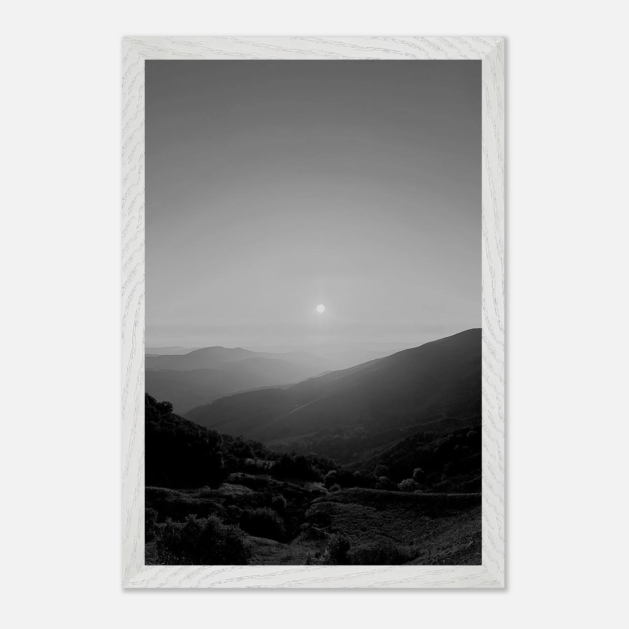 Black and white mounted framed poster of California Central Coast sunset from the My Store travel collection, studio edition print.