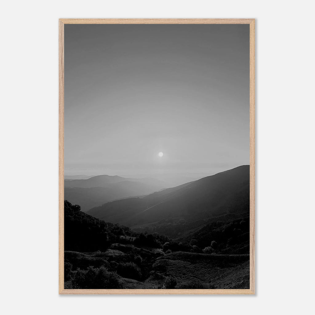 Black and white framed poster of California Central Coast sunset, mounted print from the Studio Edition travel collection.