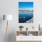 Wooden framed winter poster featuring snowy landscape from the Hudson Valley, part of the Studio Edition holiday travel collection.