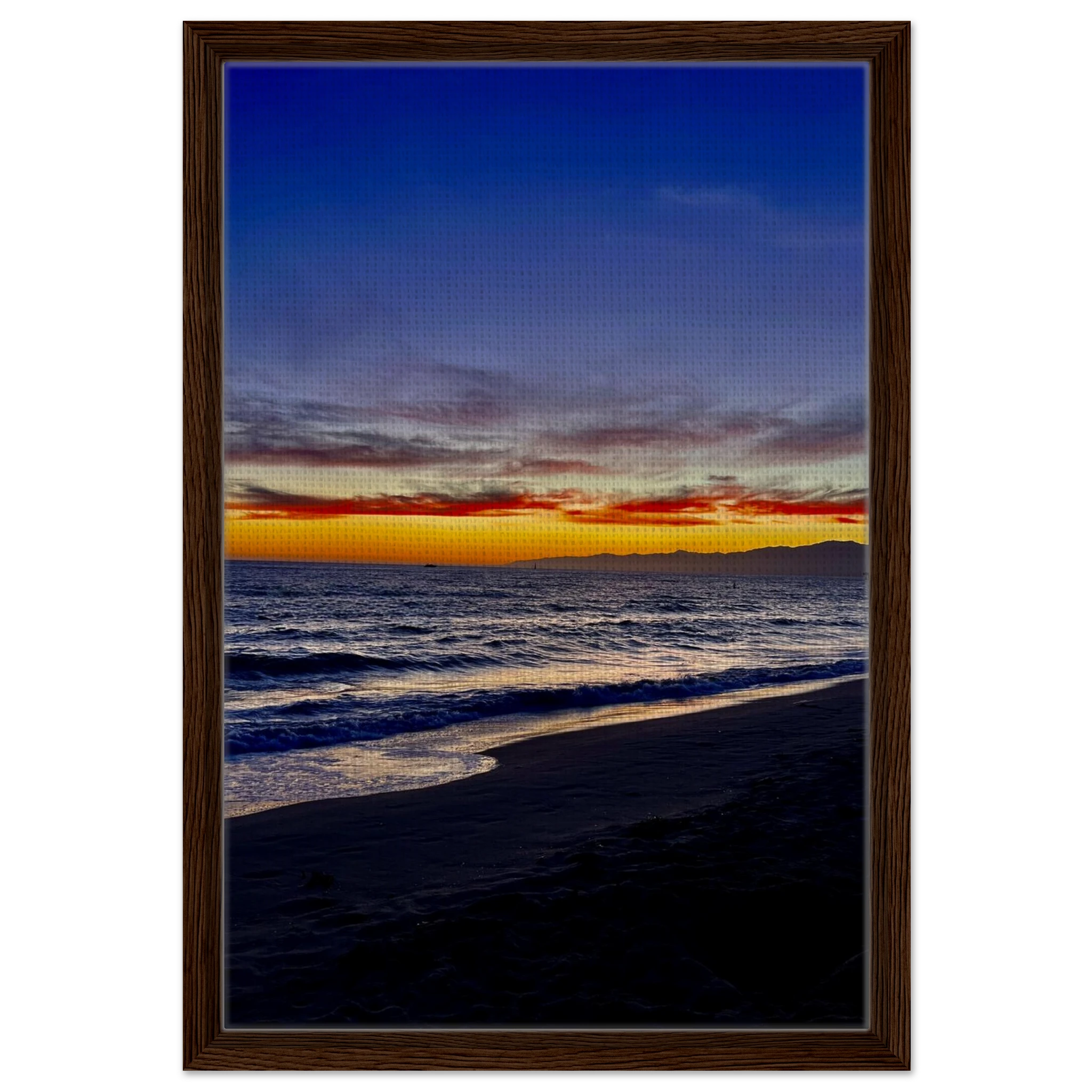 California Sunset Wall Art print by CaliCuration featuring Venice Beach scene on a wooden framed canvas, spring 2026 edition.