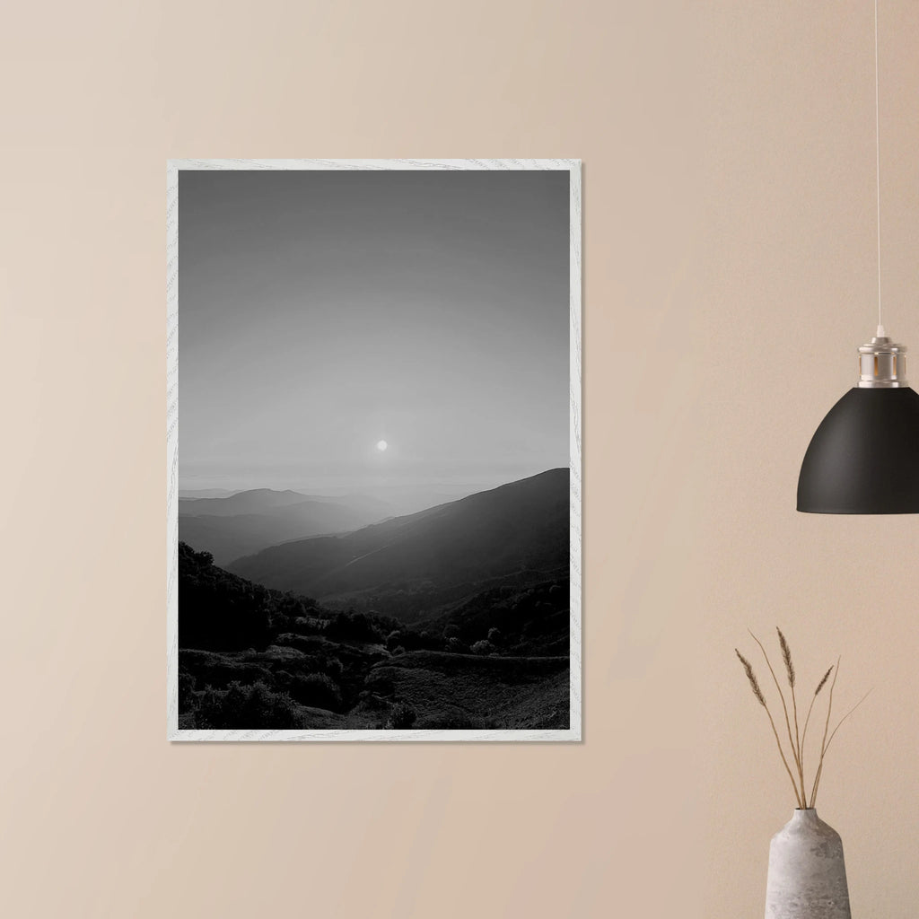 Black and white mounted framed poster of California Central Coast sunset, part of the Studio Edition travel collection.