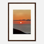Vibrant Mediterranean sunset framed poster by My Store, featuring colorful wall art print from the travel collection.