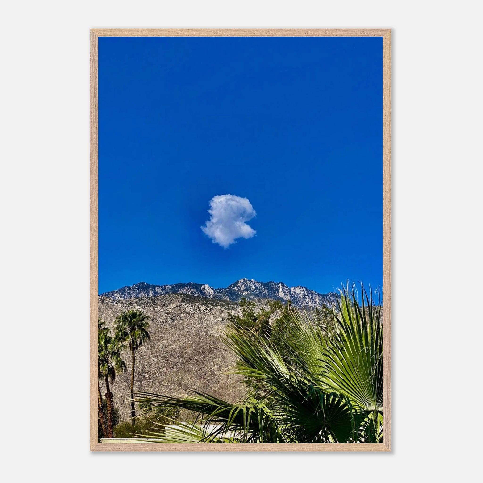 Palm Springs cloud mounted wooden framed poster featuring California desert scene, perfect for home decor, Studio Edition Spring 2026.