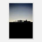 Black and white framed poster of Hollywood Hills with city lights, California print art from the Summer Hike series.