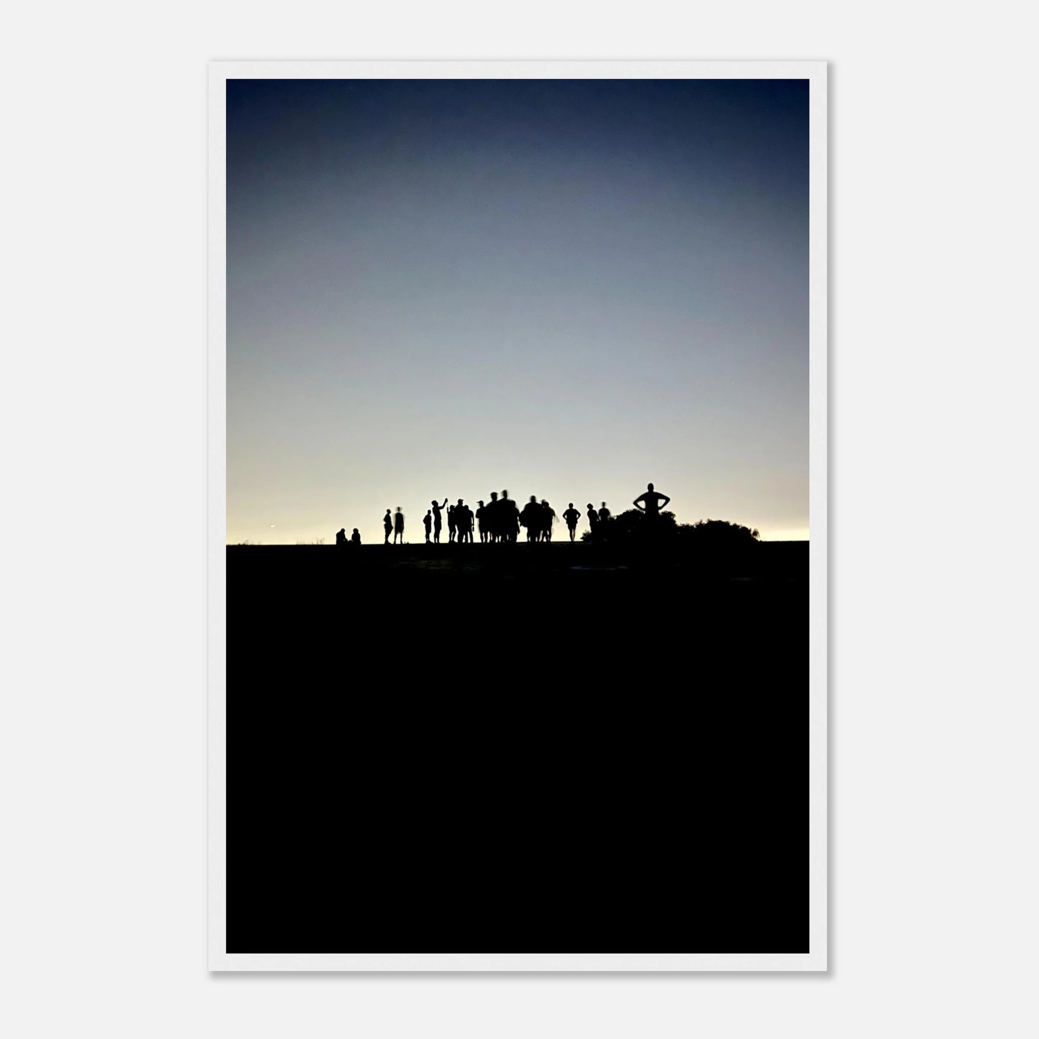 Black and white framed poster of Hollywood Hills city lights, California print art from the Summer Hike Mystical City Lights series.