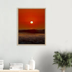 Framed canvas print of California Red Sunset Series 3/3 by CaliCuration, showcasing vibrant red hues in a captivating sunset scene.