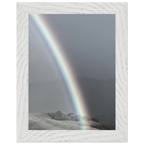 Black and white mounted framed poster of a rainbow after a summer storm, part of the California Central Coast travel collection.