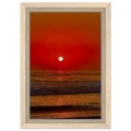 Framed canvas print of California Red Sunset Series 2/3 by CaliCuration, showcasing vibrant red hues in a captivating sunset scene.