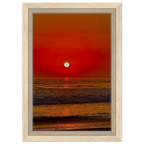Framed canvas print of California Red Sunset Series 2/3 by CaliCuration, showcasing vibrant red hues in a captivating sunset scene.