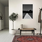 Black and white framed poster featuring a summer road scene from the Travel Collection on semi-glossy paper, Studio Edition.