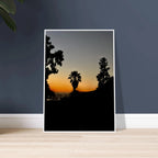 Winter Sunset Laurel Canyon Hollywood Hills framed poster, California art print in studio edition, featuring vibrant sunset scenery.