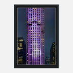 Framed canvas print of NYC holiday skyline in purple hues, from My Store's Travel Collection, Studio Edition, Holiday 25.