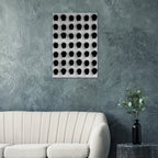 Black and white monochrome skull grid canvas wall art featuring minimalist abstract photography for modern home decor.