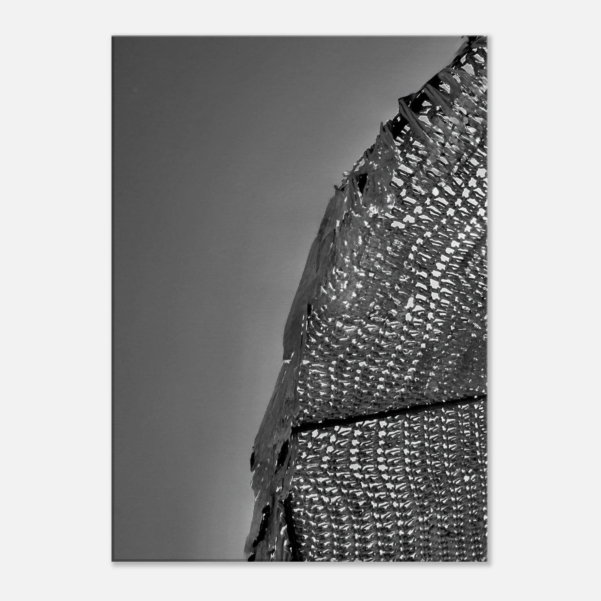 Minimalist black and white abstract canvas wall art from the Architectural Light Study collection, travel-inspired design.