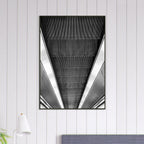Black and white framed print of London Tube escalator abstract art from the Studio Edition Travel Collection.