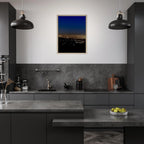 Premium wooden framed canvas print of Los Angeles downtown night glow, elegant home wall art, California cityscape, Studio Edition.