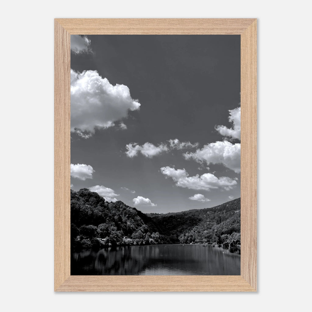 Black and white mounted framed poster of a German river view, part of the Studio Edition travel collection, spring 2026 print.
