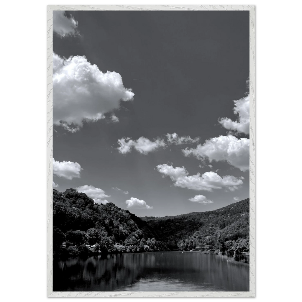 Black and white mounted framed poster of a German river view from the Travel Collection by My Store, studio edition Spring 2026.