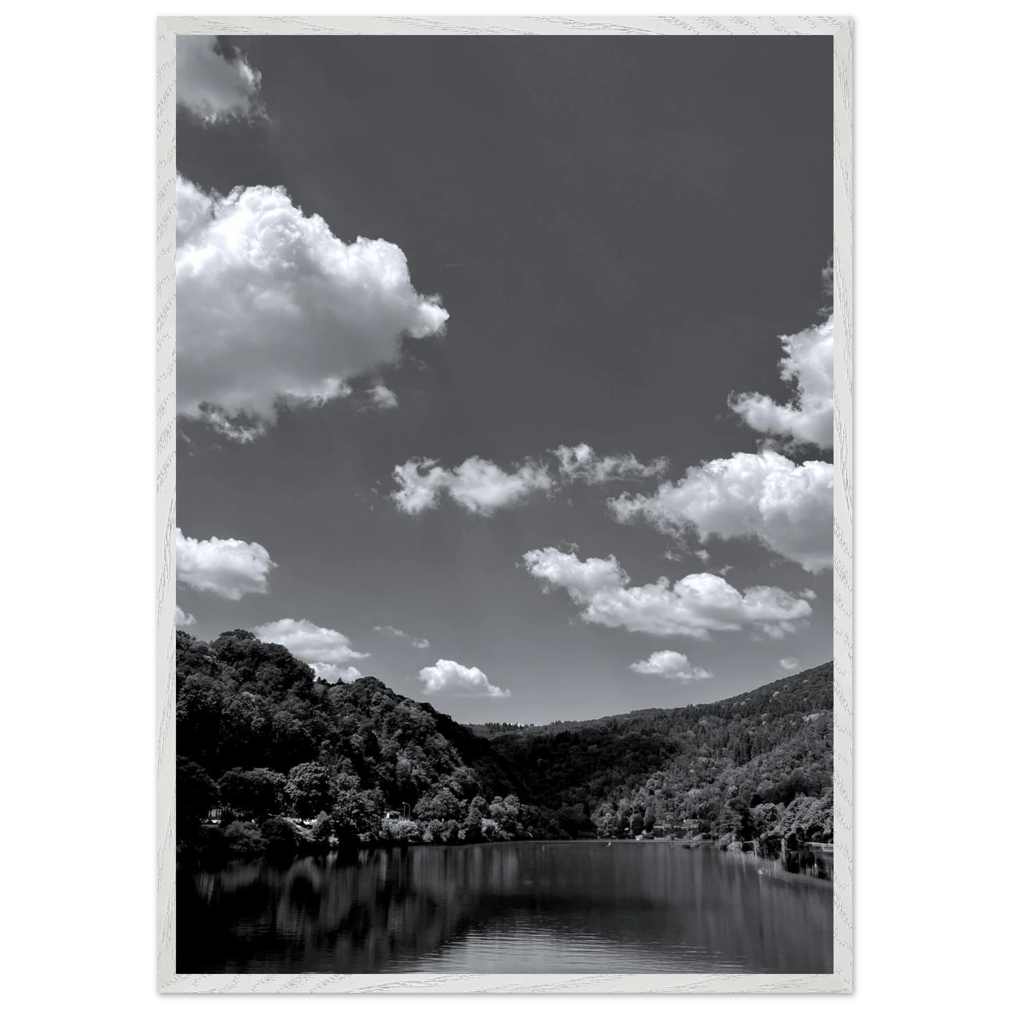 Black and white mounted framed poster of a German river view from the Travel Collection by My Store, studio edition Spring 2026.
