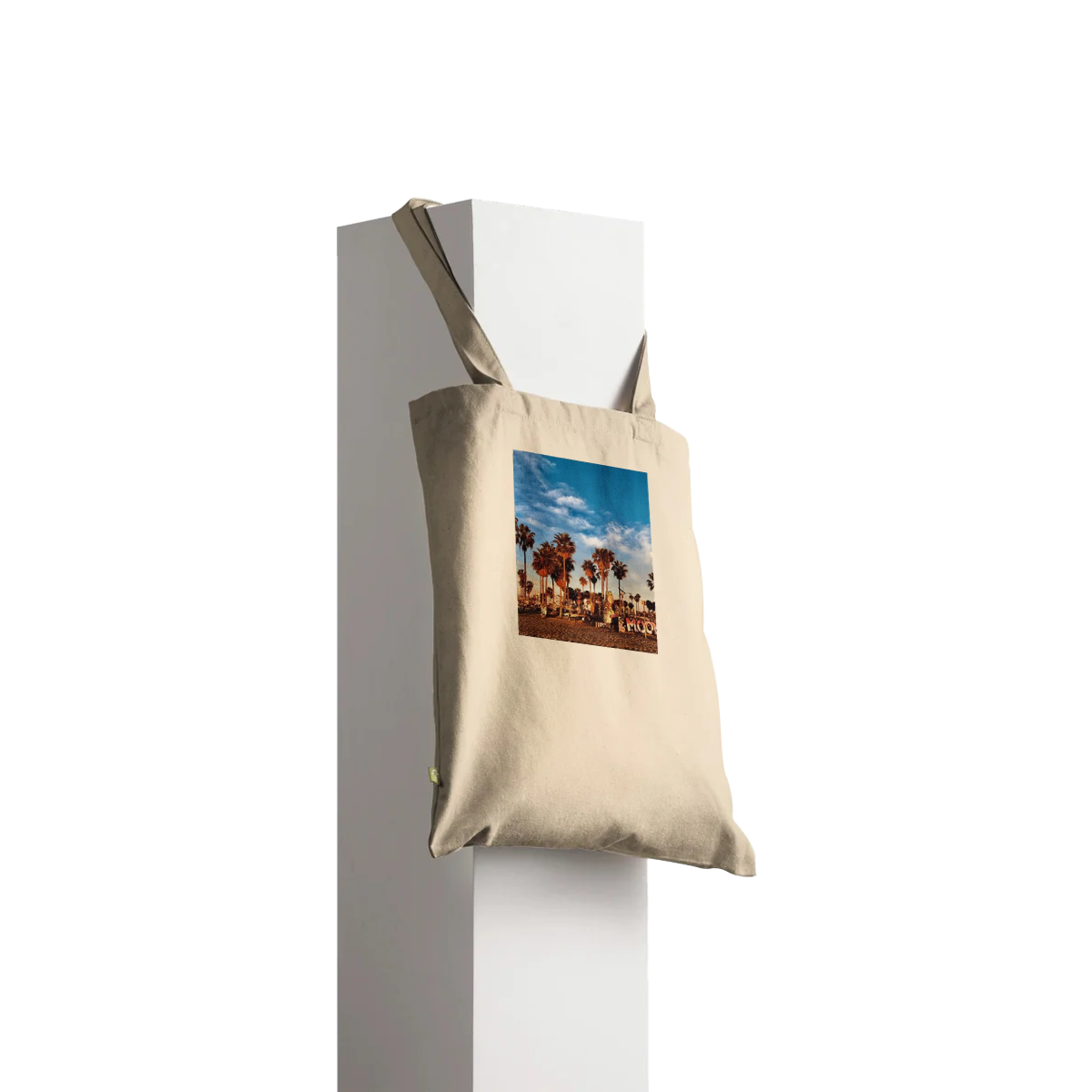 Venice Beach tote bag with Dream Cotton print, stylish beach and shopping tote bag ideal for casual outings and gifting.