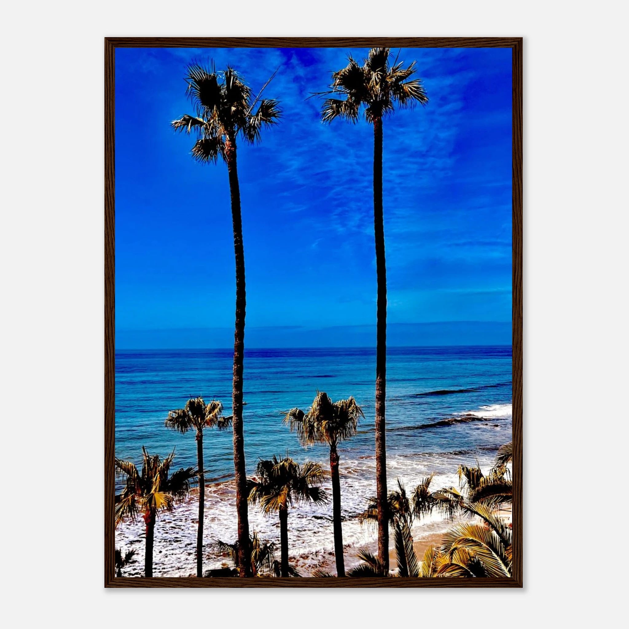 Malibu Palm Tree Family framed art print by CaliCuration, California-themed palm trees and scenic spring landscape artwork.