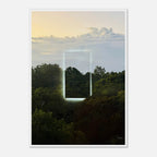 Color print of "A Window into Jungle Stillness" by CaliCuration, showcasing lush jungle scenery in vibrant colors.