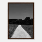 Black and white framed poster of a summer road scene from the Travel Collection, printed on semi-glossy paper, studio edition.