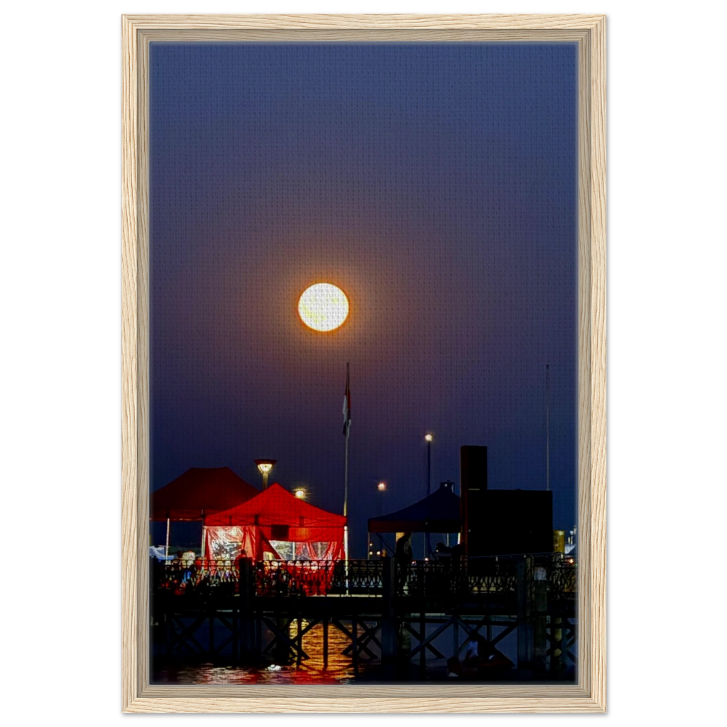 Mystical fall full moon framed canvas wall art by CaliCuration featuring a celestial autumn scene with vibrant fall colors.