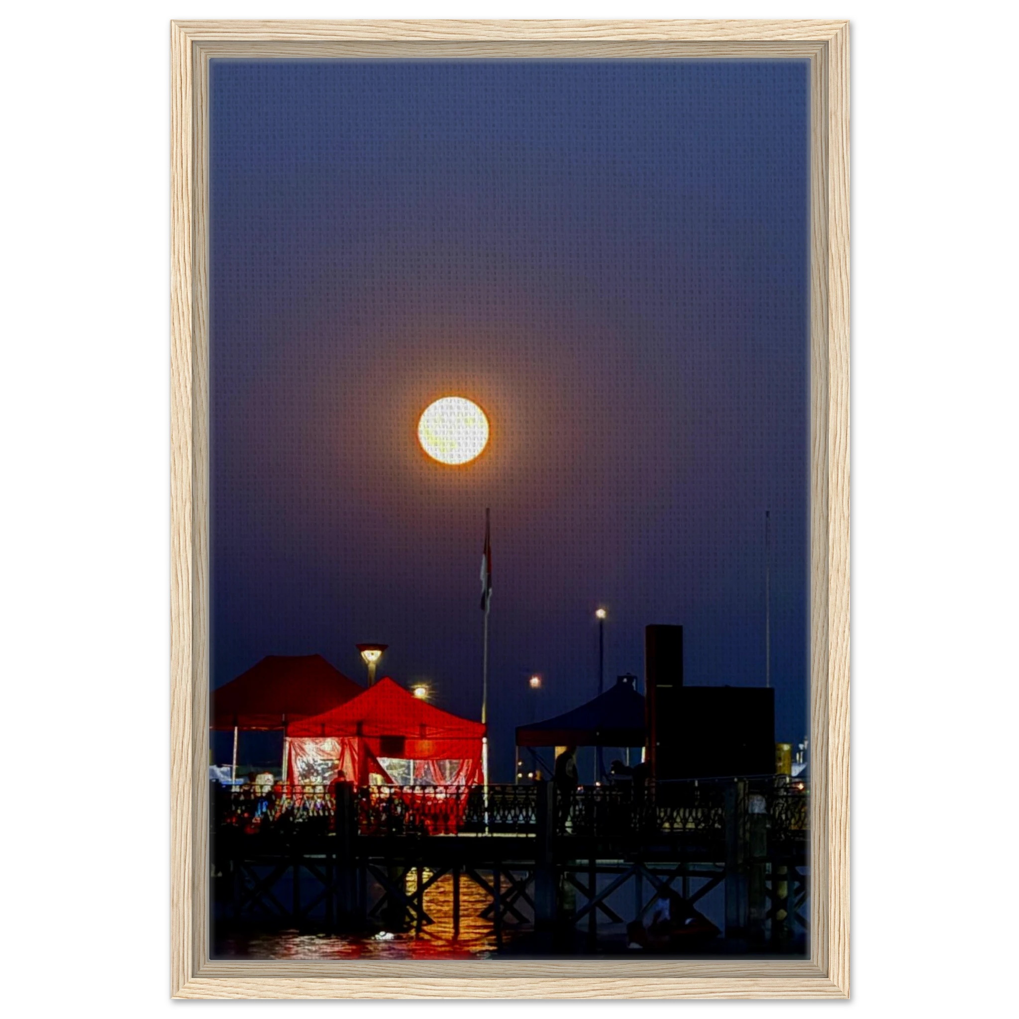 Mystical Fall Full Moon canvas print from CaliCuration's Travel Collection Spring'26, featuring a wooden frame and vibrant autumn scene.