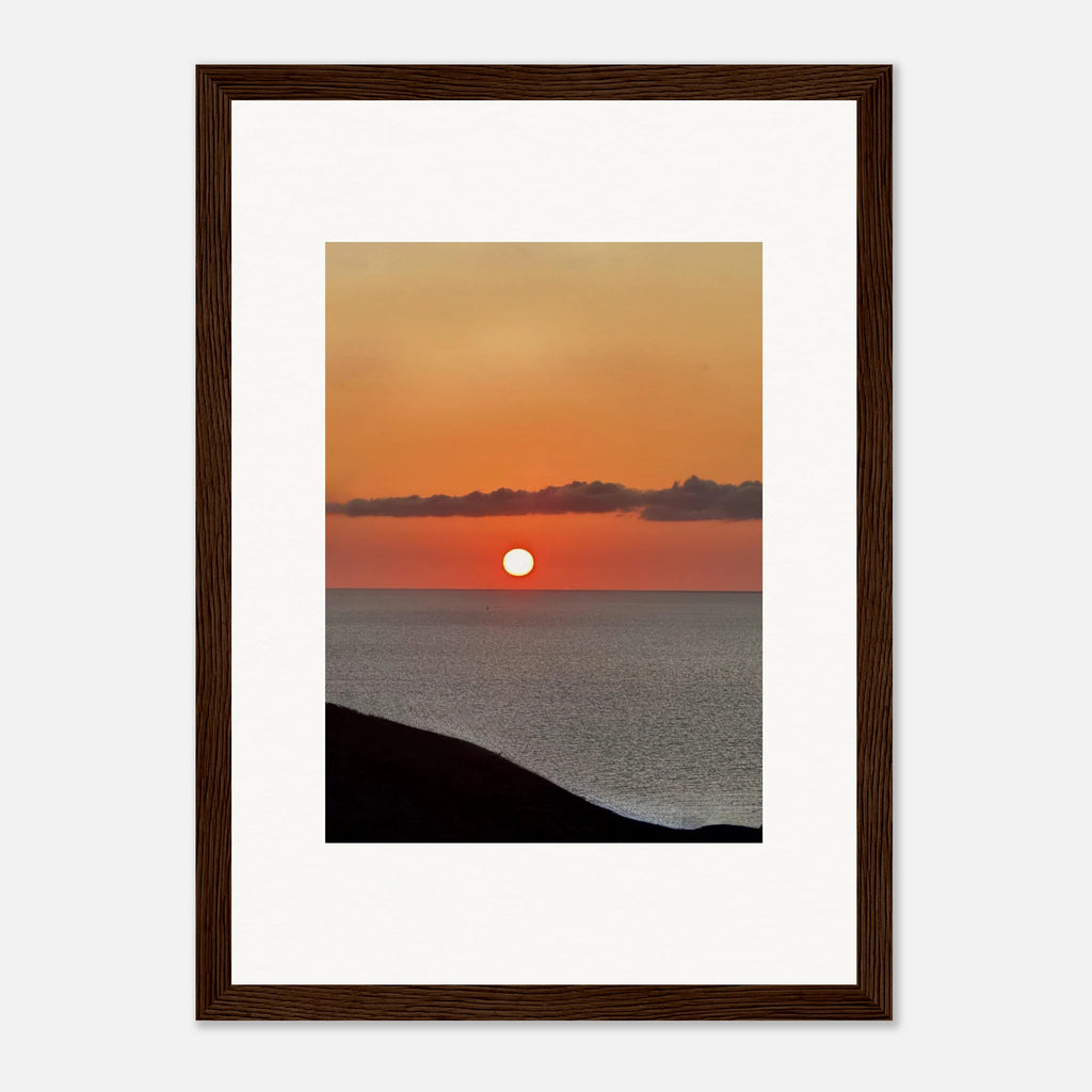 Magical Mediterranean Sunset framed poster print by My Store showcasing vibrant sunset colors, ideal wall art for any room.
