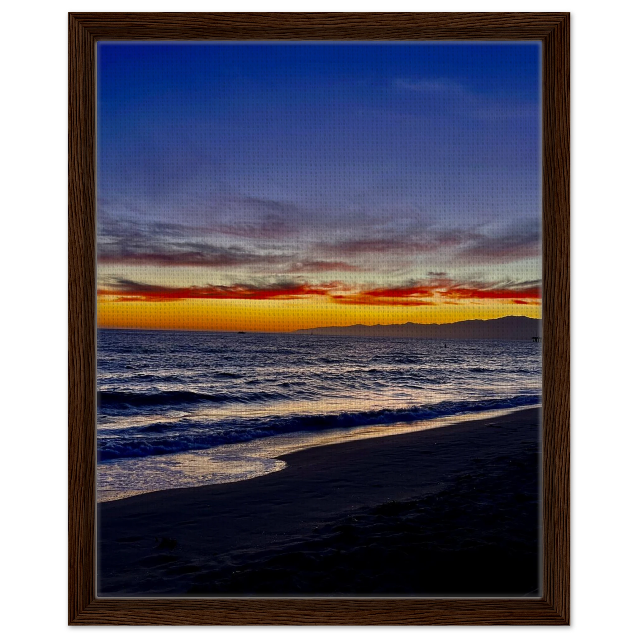 California SUNSET WALL Art print by CaliCuration, featuring Venice Beach scene on wooden framed canvas, Studio Edition Spring’26