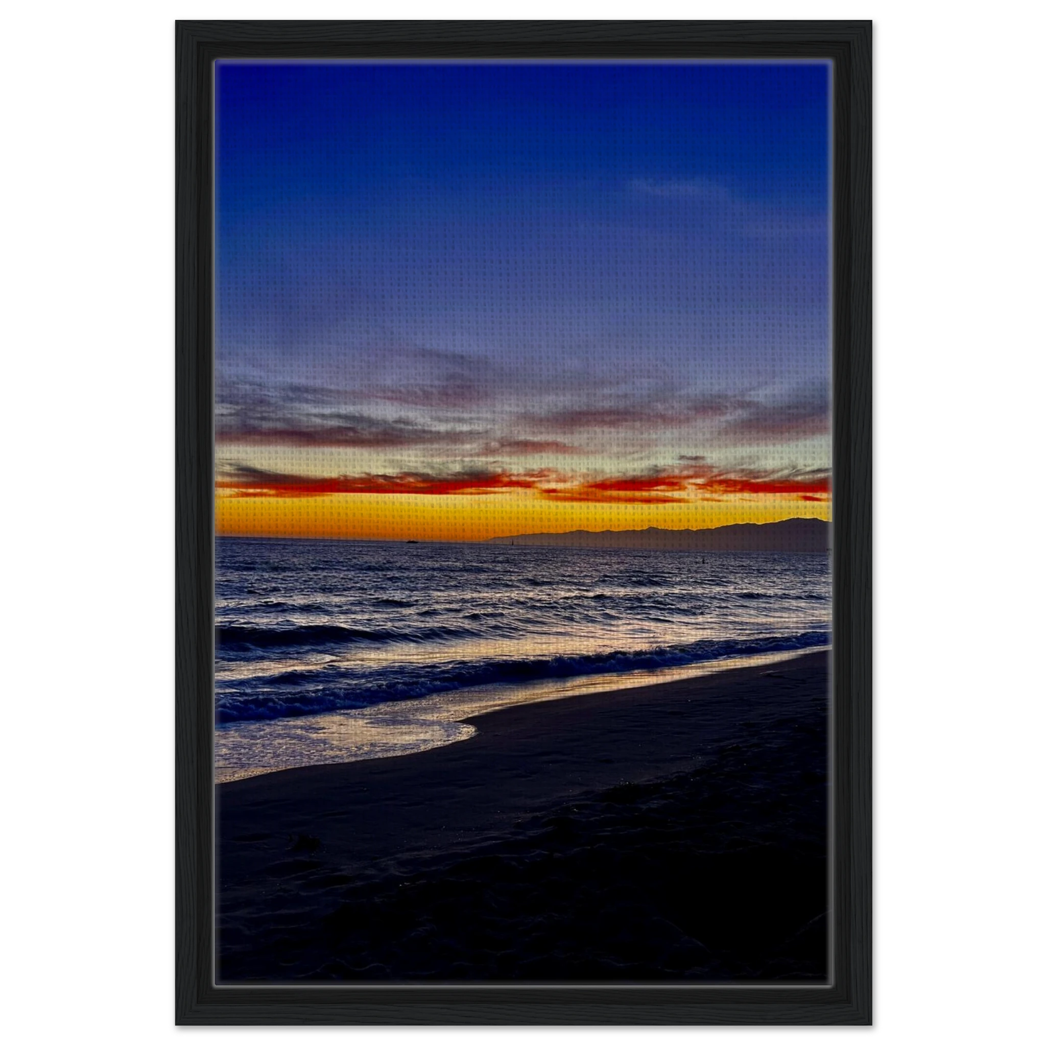 California SUNSET WALL Art print by CaliCuration featuring Venice Beach scene on a wooden framed canvas, studio edition Spring 2026.