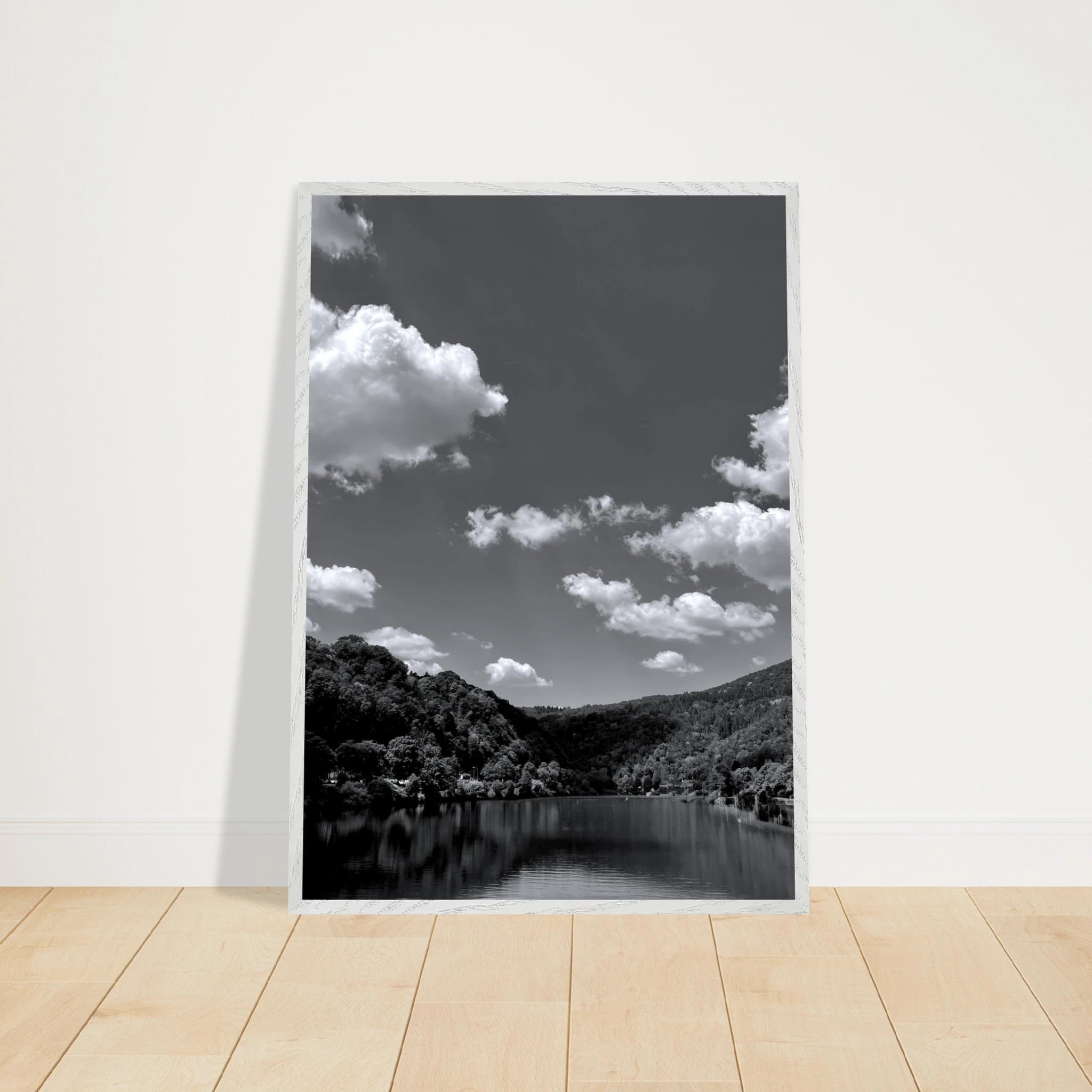 Black and white framed poster of a German river view from the Studio Edition Spring 2026 travel collection, mounted and ready for display.