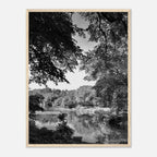 Framed black and white print of a summer lake scene in Upstate NY, part of the Studio Edition Travel Collection by My Store.