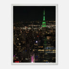 Wood mounted framed poster of NYC Downtown night view with Empire State Building, part of My Store's travel collection.