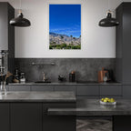 Wooden framed poster of a sunny fall day in Palm Springs, California, featuring vibrant autumn scenery and studio-quality print art.